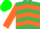 Silk - EMERALD GREEN & ORANGE CHEVRONS, orange sleeves, green cap