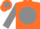 Silk - ORANGE, orange 'JM' on grey disc, grey sleeves, orange
