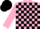 Silk - PINK, black blocks,  pink sleeves, black cap