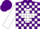 Silk - Purple,  white cross, white blocks on sleeves, purple cap