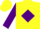 Silk - YELLOW, purple 'MR' with diamond frame, purple bars on sleeves, yel