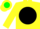 Silk - YELLOW, green 'L' in black disc, green and black ha