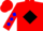 Silk - RED, red 'V' on black diamond, blue diamonds on sleeves, red cap