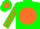 Silk - GREEN, Green 'K' on Orange disc & Orange Striped sleeves