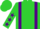 Silk - LIME GREEN, purple braces, purple stars on sleeves, lime green cap