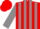 Silk - Red, grey circled 'ECA', grey stripes on sleeves, red cap