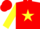 Silk - Red, yellow shooting star, yellow bars on sleeves, red ca