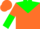 Silk - Orange, green yoke, orange and green halved sleeves, orange
