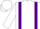 Silk - White, purple 'G' and  braces, purple band on sleeves, purple ca