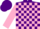 Silk - PURPLE, pink blocks, pink sleeves, purple cap