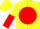 Silk - Yellow, Yellow 'V' on Red disc, Yellow and Red Halved S