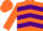 Silk - ORANGE, purple 'K',  purple chevrons on orange sleeves, orang