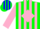 Silk - Green, blue 'GG' on pink diamond, pink stripes on sleeves