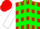 Silk - RED and GREEN stripes, red yoke, green chevrons on white sleeves, red cap