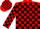 Silk - RED, black blocks, re