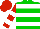 Silk - Green, red and white hoops, red and white bars on sleeves, red cap