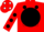 Silk - Red, white 'H' on black disc, black spots, red ca