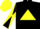 Silk - Black, Yellow Triangle, Black and Yellow Diagonally Quartered Sleeves, Yellow Cap