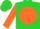 Silk - Lime Green, Orange disc,Green 'L', Orange Sleeves, Two Green Hoops, Oran
