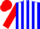Silk - Blue, red 'E' and arrow, white stripes on red sleeves, red cap