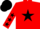 Silk - Red, black star, black stars on sleeves, black cap