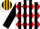 Silk - White, red diamonds, gold and  black stripes on sle