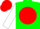Silk - Green, White 'JD' in Red disc, White Sleeves, Red Cap