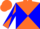 Silk - Orange and Blue diabolo, Orange and Blue Diagonally Quartered Sleeves, Blue