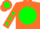 Silk - FLUORESCENT ORANGE, Orange 'U' on Neon Green disc, Neon Green spots on sleeves