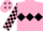 Silk - Pink, Black triple diamond, checked sleeves and diamonds on cap
