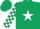 Silk - Dark green, white star, checked sleeves