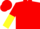 Silk - Red, yellow circled 'P', red and yellow halved sleeves, red cap