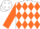 Silk - WHITE, orange diamonds, orange bars on sleeves, white c