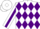 Silk - White, purple diamonds on back, purple diamond stripe on sleeves, purple tr