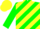 Silk - GREEN and YELLOW diagonal stripes, yellow cap