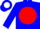 Silk - BLUE, white 'T' on red disc, blue c