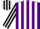 Silk - Purple, yellow side panels, black & white checked stripes, purple