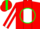 Silk - Red, White 'CR' in Green Circle, White Stripe on Green