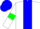 Silk - White, Blue diagonal stripe, White sleeves, Green armlets, Blue cap