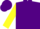 Silk - PURPLE, purple 'TMH' on yellow hearts, purple heart on yellow sleeves, purple cap