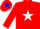 Silk - RED, blue 'RR' on white star, white star