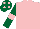 Silk - Pink, Dark Green sleeves, Pink armlets and spots on Dark Green cap