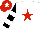 Silk - WHITE, RED star, BLACK and WHITE hooped sleeves, RED cap, WHITE star