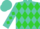 Silk - Turquoise, white emblem & lime green diamonds on b