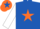Silk - ROYAL BLUE, orange star, white sleeves, orange cap, royal blue star