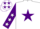 Silk - White, Purple star, Purple sleeves, White stars, White cap, Purple stars