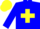 Silk - BLUE, Scandinavian yellow cross, yellow cap