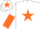 Silk - White, Orange star, halved sleeves, White cap, Orange star