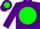 Silk - PURPLE, purple 'F' on neon green disc, neon green