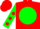 Silk - Red, Green disc with Red 'BOT', Green Sleeves, Red spots